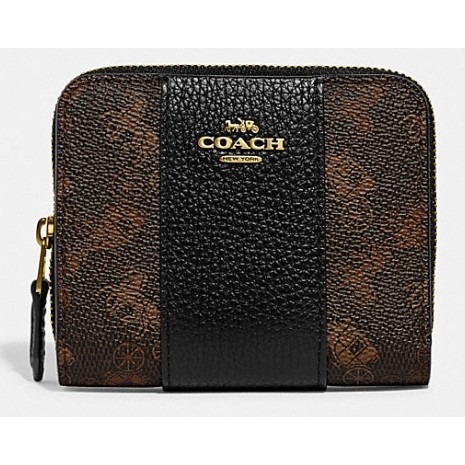 COACH CE202 經典馬車主題圖案印花皮夾 Carriage 錢包拉鍊零錢包