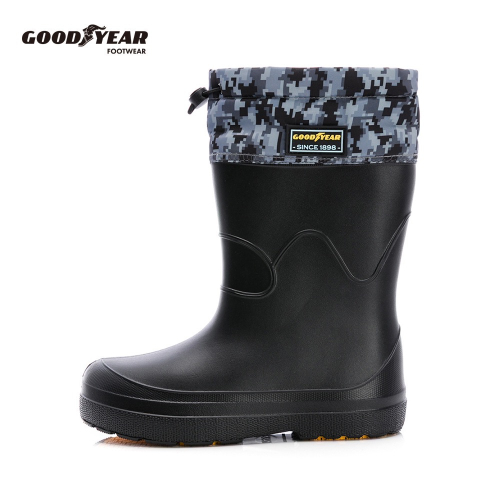GOODYEAR 固特異 男 雨鞋 多功能防水鞋 可調式束口 防水鞋 雨天 輕量 EVA 橡膠 防滑 耐磨 黑