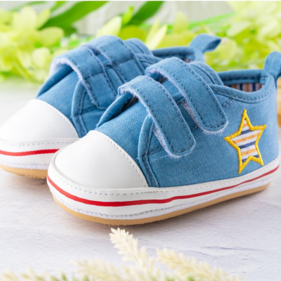 【anne＇s baby house】【NikoKids】軟Q底學步鞋(SG598)淺牛仔星【柔軟舒適室內室外皆宜】