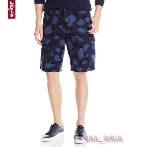 【新款28-42腰優惠】美國LEVI S Carrier Cargo Short 立體口袋 深藍迷彩 輕磅工作 五分短褲