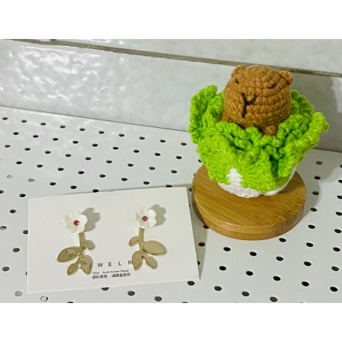 卡圓巴拉 小白花耳環 耳針式耳環