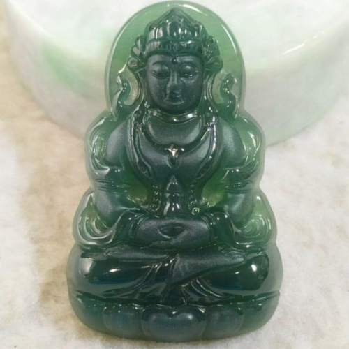 ?救度者?天然瓜地馬拉玉 A貨翡翠-冰藍水 精工雕琢 磨砂精拋 度母/觀音菩薩化身 現貨實拍【92jade 遇見善緣】