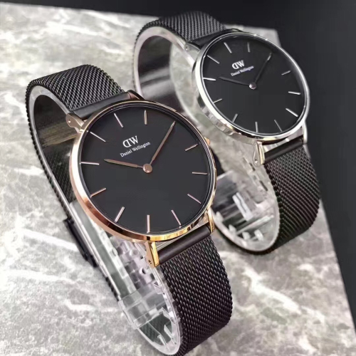 Daniel Wellington手錶 DW手錶 黑色金屬鋼鏈女生腕錶 簡約時尚潮流石英錶32mm 學生手錶 休閒百搭