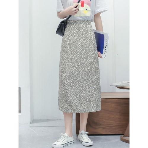 惠衣閣夏季女高腰半身裙碎花裙韓版修身優雅氣質碎花中長裙職業裙