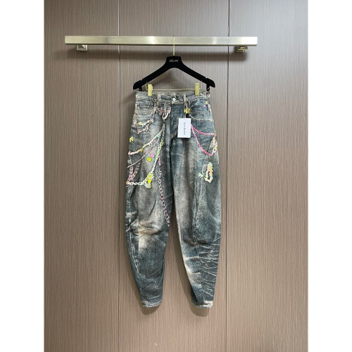 acne studios 3d打印鏈條印花牛仔褲，採用丹寧牛仔布，3d打印系列是科技與時尚的完美融合，也是匠心與創新的深