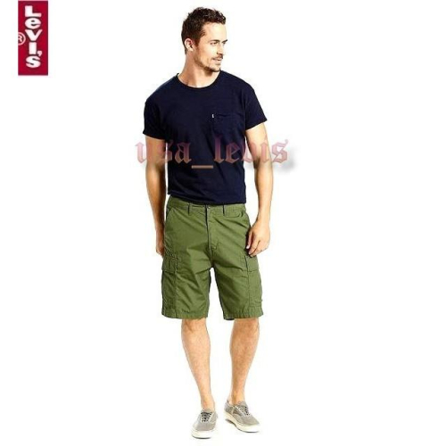 【新款28-42腰優惠】美國LEVI S Carrier Cargo Short 立體口袋 輕磅軍綠工作 五分短褲 百搭