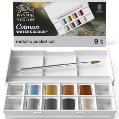 新品 新色 winsor&newton 0390702 溫莎牛頓 金屬色 8色 掌上型 塑膠 白盒 附筆