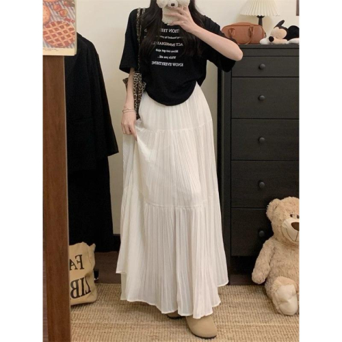 ????｜現貨♡百褶顯瘦雪紡傘裙有內襯 超美?