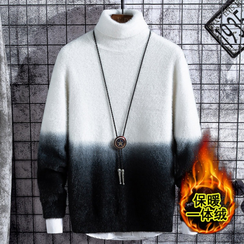 情侶裝2021新款潮流高領毛衣男士秋冬季個性寬松加厚打底針織線衫