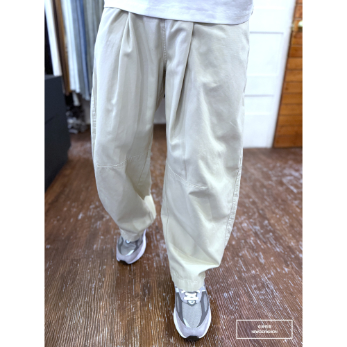 『新品上市』重磅大口袋抽繩打褶工裝寬褲-卡其(NOF25023009)