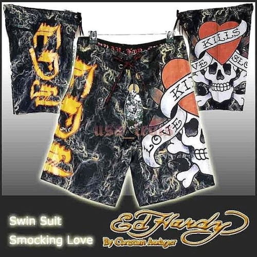 【美國Levis專賣】優惠 ED HARDY 愛殺LOVE KILL SLOWLY海灘褲 衝浪褲 黑色 短褲 33-34腰現貨