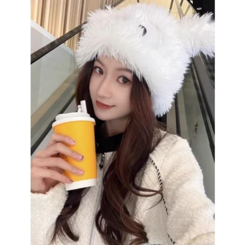 台灣現貨 怪獸毛帽 包暖帽 帽子 毛帽 出門必問～可愛搞怪小狗帽子女大眼長耳朵漁夫帽冬季毛絨帽雷鋒帽