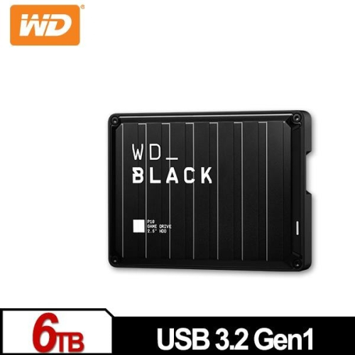 WD 黑標 P10 Game Drive 6TB 2.5吋電競行動硬碟 WDBZ7D0060BBK-WESN