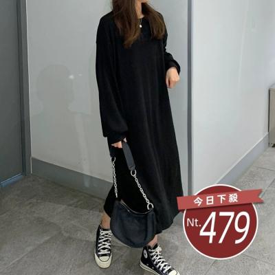 【台灣發貨】韓版寬鬆長版針織上衣 連身裙 吊帶裙 吊帶褲 女裝【S350】