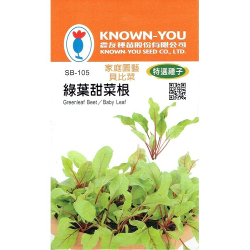 四季園 綠葉甜菜根【農友種苗】特選蔬菜種子 貝比菜 baby菜 種子 播種期春-秋季 20天即可採收