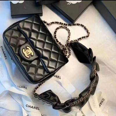 二手Chanel香奈兒新款方胖子荷花肩花 單肩包斜挎包手提包