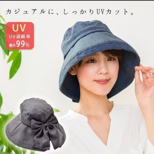 現貨 ?? 日本 SHF 大蝴蝶結單寧防曬帽 日本SHF大蝴蝶結牛仔防曬帽 防曬帽 遮陽帽 漁夫帽 海灘帽 抗UV