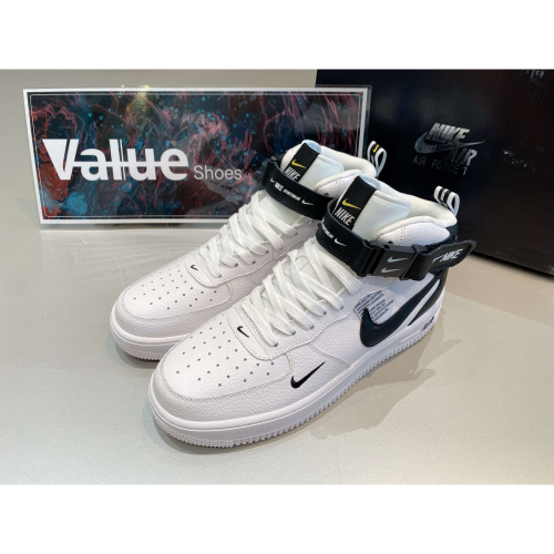 《Value》Nike Air Force 1 白色 黑白 高筒 荔枝皮 魔鬼氈 穿搭 情侶鞋 804609-103