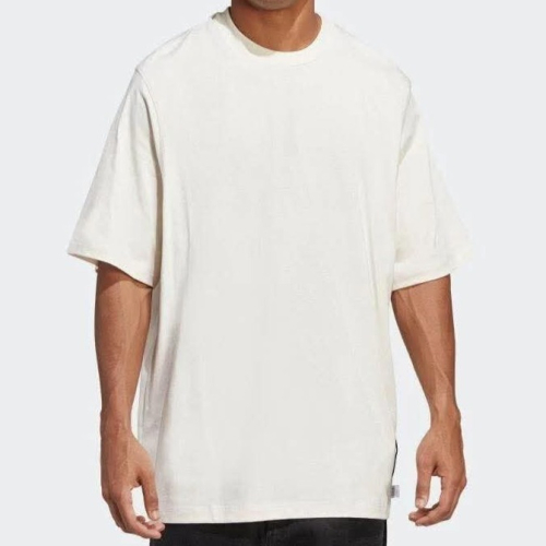 男子 Adidas Lounge T-Shirt 米色 中磅數 休閒 素T 短袖上衣 版型偏大、寬鬆