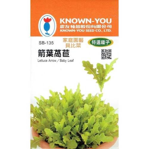 四季園 貝比菜-箭葉萵苣【農友種苗】 baby菜 特選蔬菜種子 播種期秋-春季 20天可採收 辦公室或單身的最佳選擇
