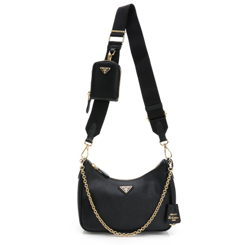 【PRADA 普拉達】 PRADA HOBO皮革 三合一 [黑] __DVSHOP 保證正貨 台灣現貨不用等