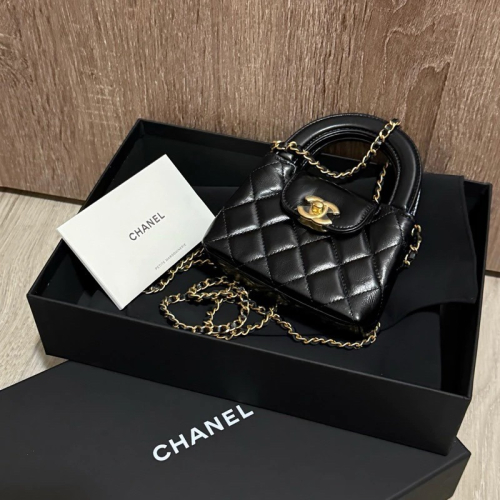 【現貨在台實拍】Chanel Mini Kelly 黑金皮革小鍊包｜ASCE精品代購