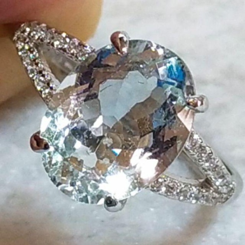 ?彩色寶石?橢圓形切割 海藍寶 鑲925銀 女戒【92jade 遇見善緣】現貨特惠