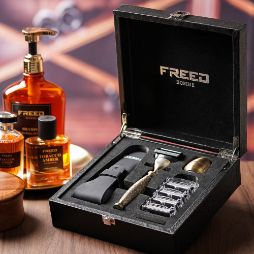 【FREED】尊爵四件組刮鬍刀禮盒 -仿古銅蝕刻雕花