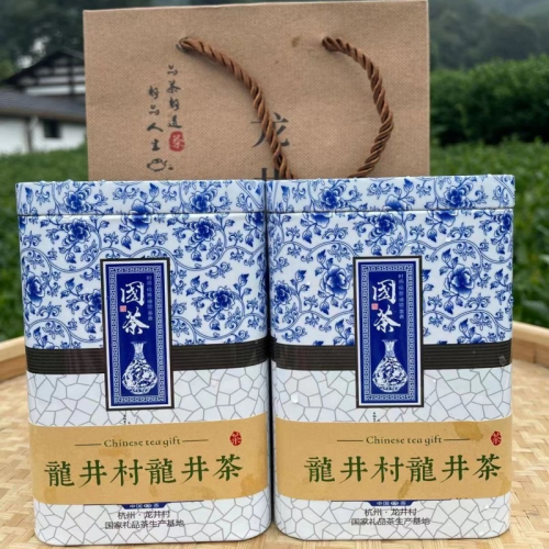 口糧茶21年杭州西湖區獅峯山龍井村雨前二級綠茶250g半斤鐵罐送禮