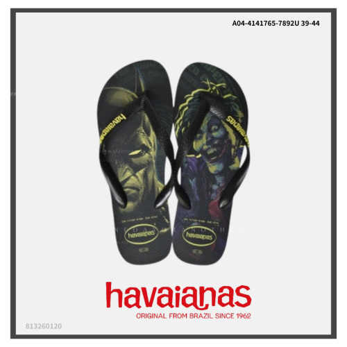 havaianas哈瓦仕夾腳拖 男拖鞋 海灘拖鞋 人字拖 防滑拖鞋 蝙蝠俠與小丑暗夜對決聯名款4141765-7892U
