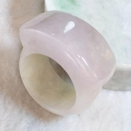 ☯️玉扳指☯️天然緬甸玉A貨翡翠-21.3mm 冰淡紫 馬鞍 扳指【92jade 遇見善緣】現貨 翡翠戒指 父親節禮物