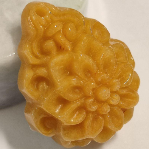 ?️花開富貴?️天然緬甸玉 A貨翡翠-黃翡 精雕 花造型墬 附證書 現貨實拍優惠特價【92jade 遇見善緣】