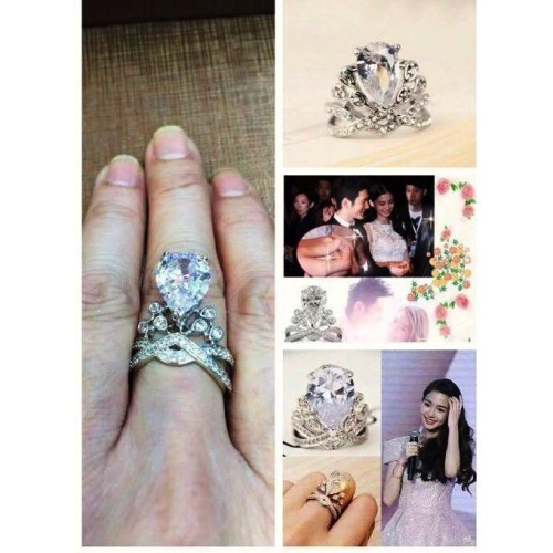 泰國佛牌真品，阿贊公為愛加冕頂級純銀鑽戒，Angelababy同款，鎖心吸金桃花戒指，發財轉運感情順利H03