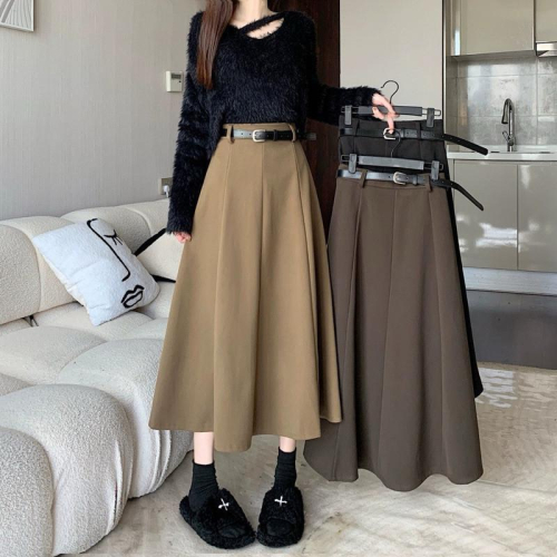 ????｜現貨+預購♡學院風毛呢高腰顯瘦長裙*三色