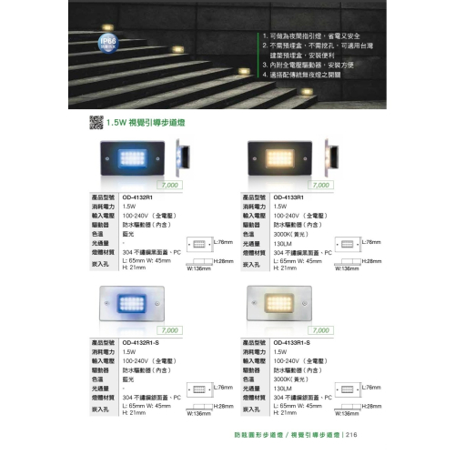 含稅 DANCELIGHT 舞光 LED 1.5W 不鏽鋼階梯燈&步道燈(不需預埋盒、不需挖孔 IP66防塵防水等級)