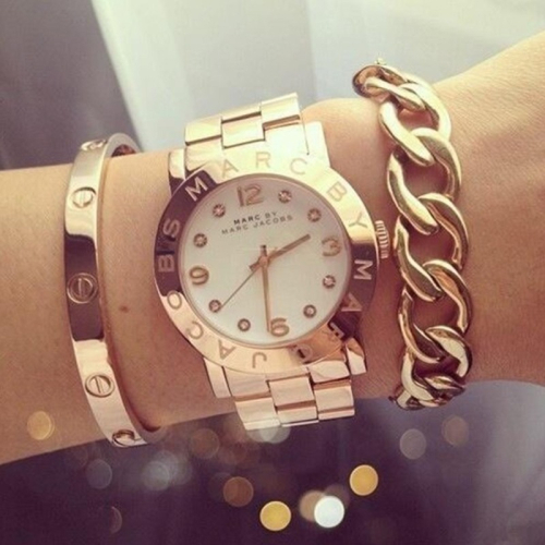 Marc by Marc Jacobs mbm3077 馬克MJ手錶 玫瑰金色鋼鏈鑲鑽石英錶 歐美時尚潮流女錶