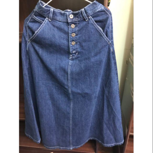 GU 女裝牛仔荷葉長裙NC+E M