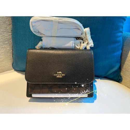 Coach logo滿版 手風琴 經典老花深咖啡色