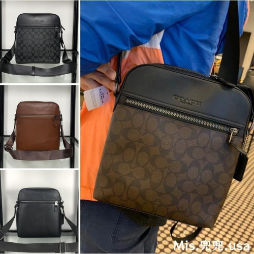 保固 現貨 COACH 蔻馳包包 Mis.兜兜 經典老花男士單肩包 斜挎包 商務休閑男包 時尚百搭