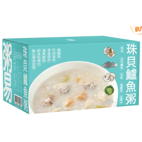 特價 2.4 kg / 6包 粥易 珠貝鱸魚粥 400公克 X 6 包 鮮美 即食粥 海鮮粥 天然食材，美味無負擔