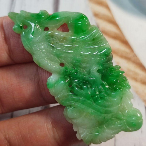 ☯️涅槃重生☯️天然緬甸玉 A貨翡翠-飄辣綠 雙面精雕 朱雀/鳳凰 鳳牌【92jade就愛翡翠】翡翠鳳凰 母親節禮物
