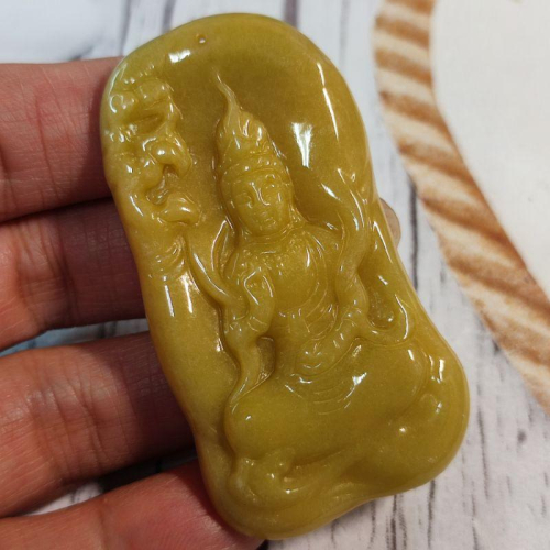 ?大慈大悲?天然緬甸玉 A貨翡翠-黃翡 精雕 觀音菩薩/觀音 附證書【92jade 遇見善緣】現貨特惠