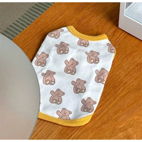 現貨 寵物衣服 春秋薄款 可愛熊圖案 星星 牛奶吐司打底衫 小型犬