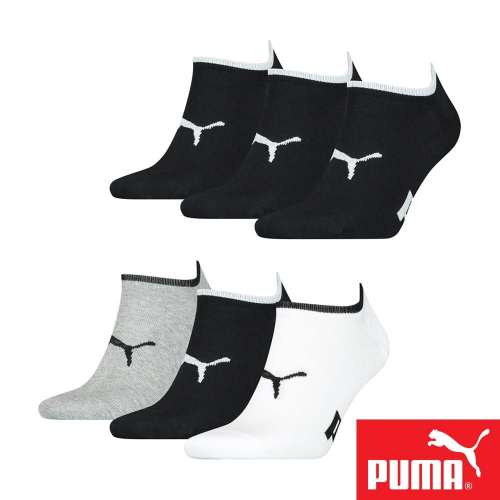 PUMA 男女款隱形船襪3雙裝 彪馬 跳豹 男襪 女襪 隱形襪 棉襪 柔軟 抗菌 除臭 透氣 排汗 耐磨 黑 白/灰/黑