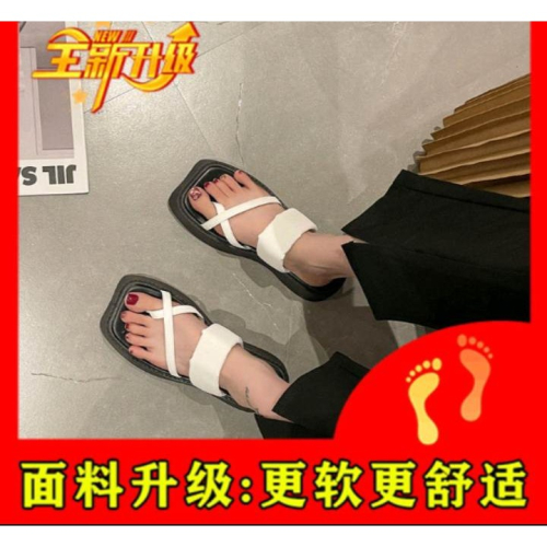 現貨 厚底套趾時傷拖鞋女外穿夏新款高顏值夾趾復古羅馬一字鞋