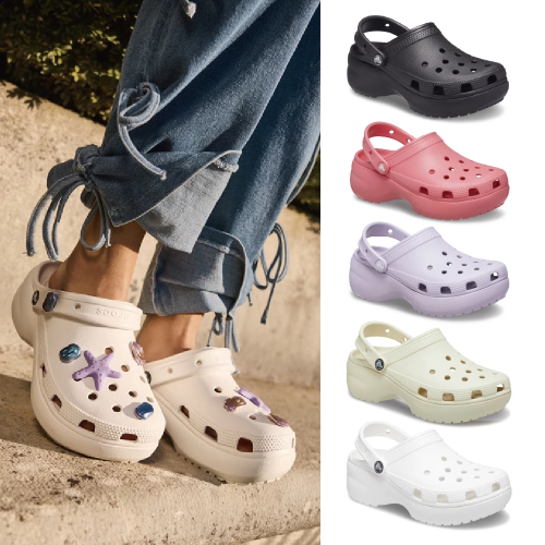 Crocs 卡駱馳 (女鞋) 厚底經典雲朵克駱格-白色-206750-100_洞洞鞋