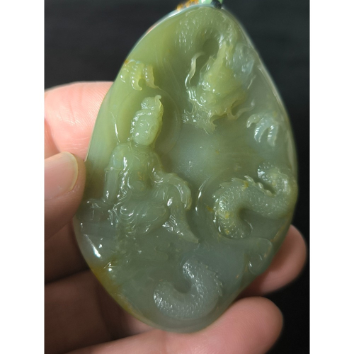 天然緬甸A貨翡翠 糯地起膠 芙蓉 御龍觀音 大件厚裝 種老肉細 附證書