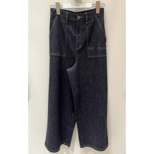 RS代購 - Agnes b全新正品優惠 Agnes b女裝-To be 深藍口袋牛仔寬褲 贈送品牌袋子