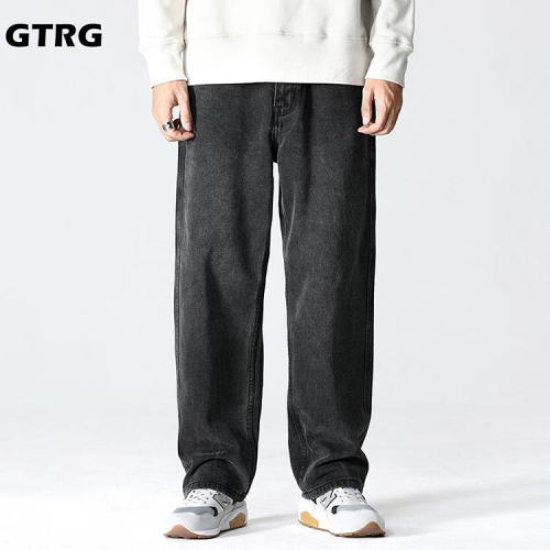 牛仔褲 GTRG日系復古男士2023年新款四季寬松直筒潮牌闊腿褲大碼褲