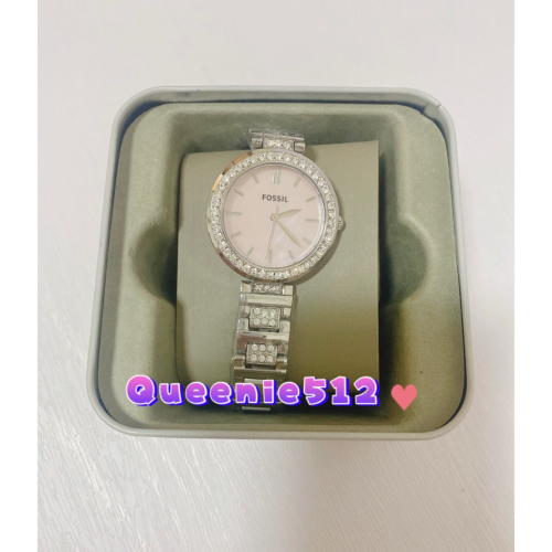 Fossil 粉色雲母面x滿鑽錶框x不鏽鋼錶帶手錶x32mm(BQ3182)
